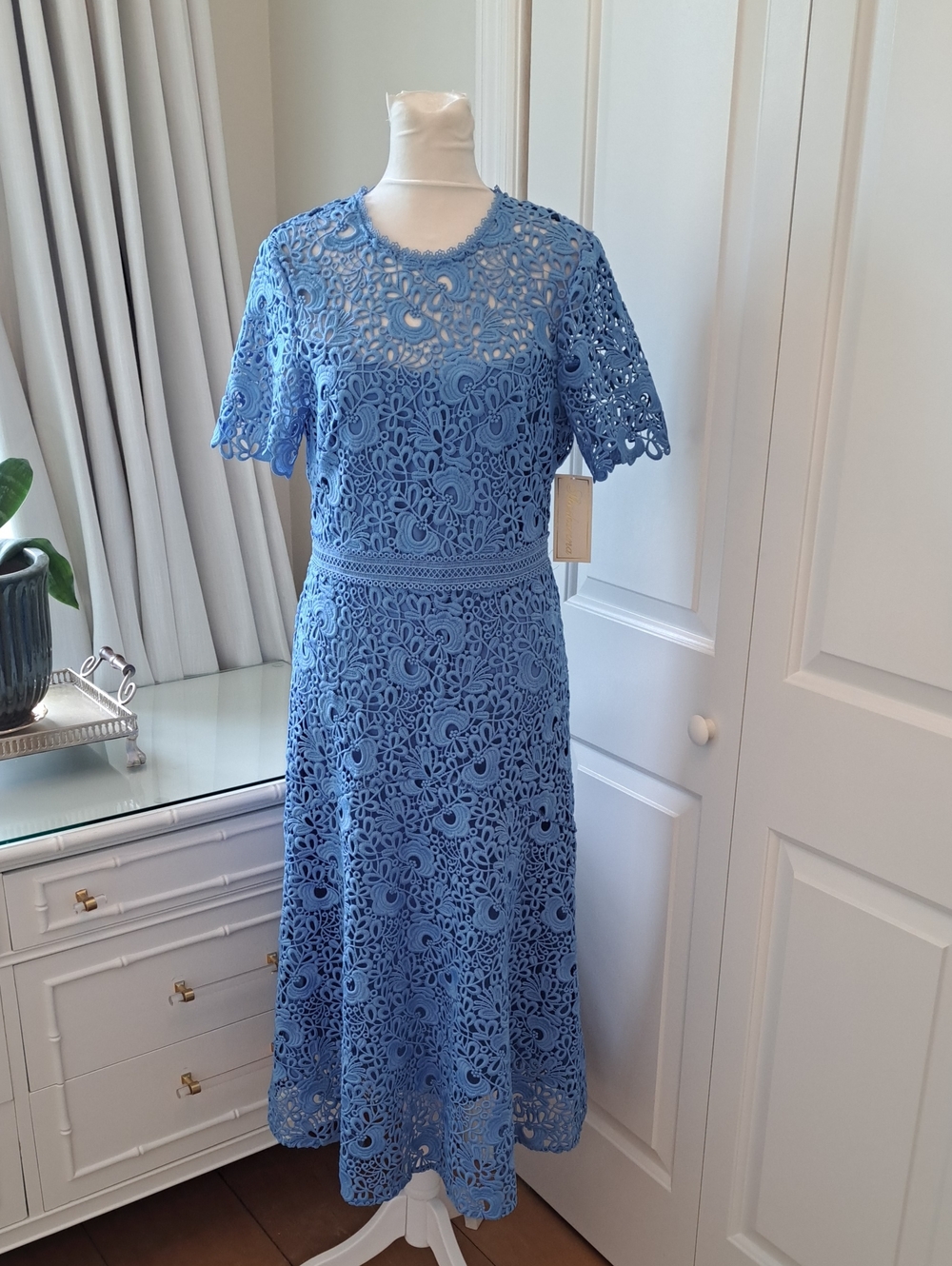 NWT Shoshanna Womens Marina Blue Lace Formal/Wedding/Party Midi Dress 6